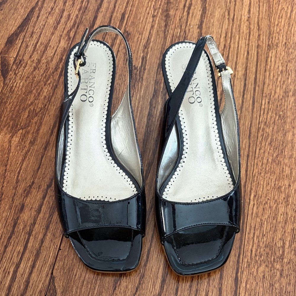 Franco Sarto Glossy Black Slingback Heels